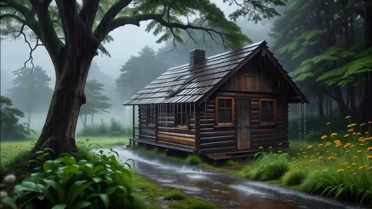 Rain on a Forest Cabin – Calm ASMR for Relaxation & Focus - YouTube