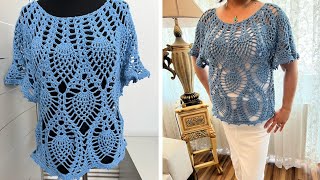 VERY EASY CROCHET Pineapple BLOUSE PART 1
