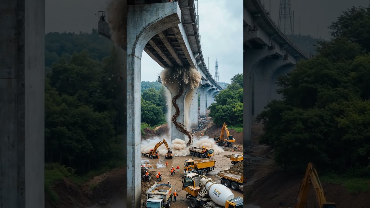 Catastrophic construction! Viaduct blasting causes the entire bridge to collapse