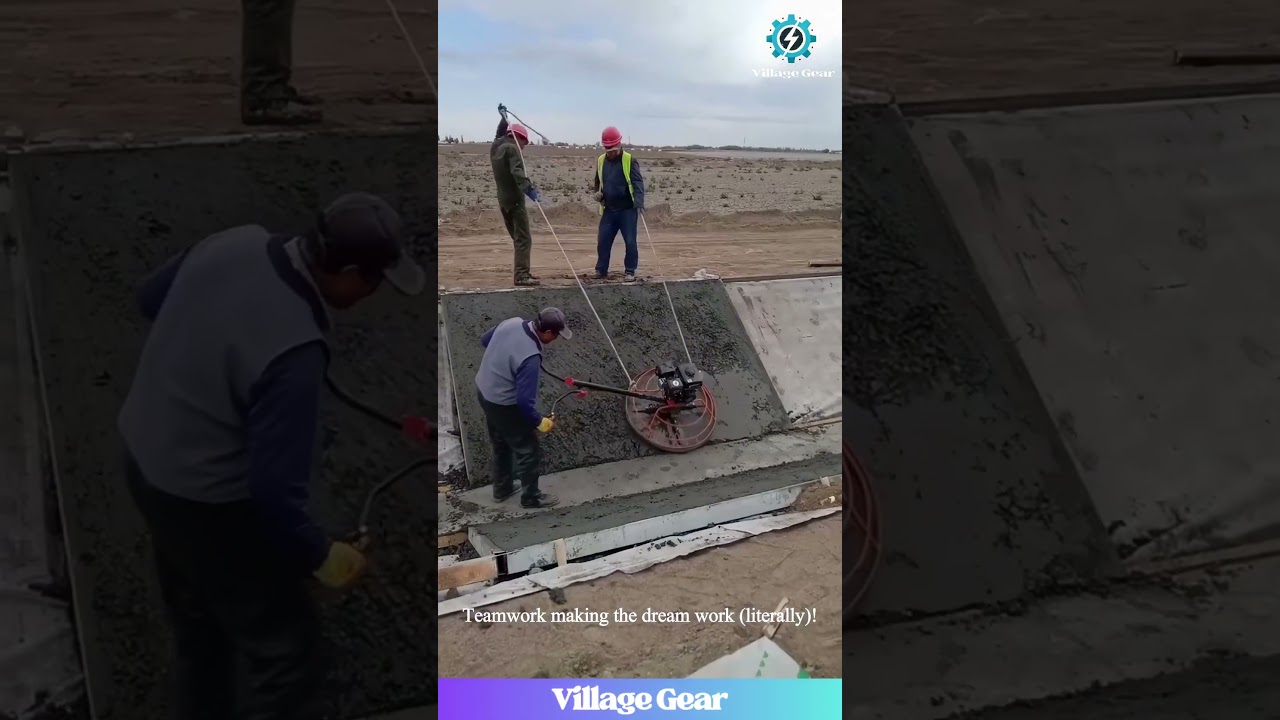 Satisfying Concrete Smoothing on a SLOPE! Power Trowel Teamwork Goals ASMR! 