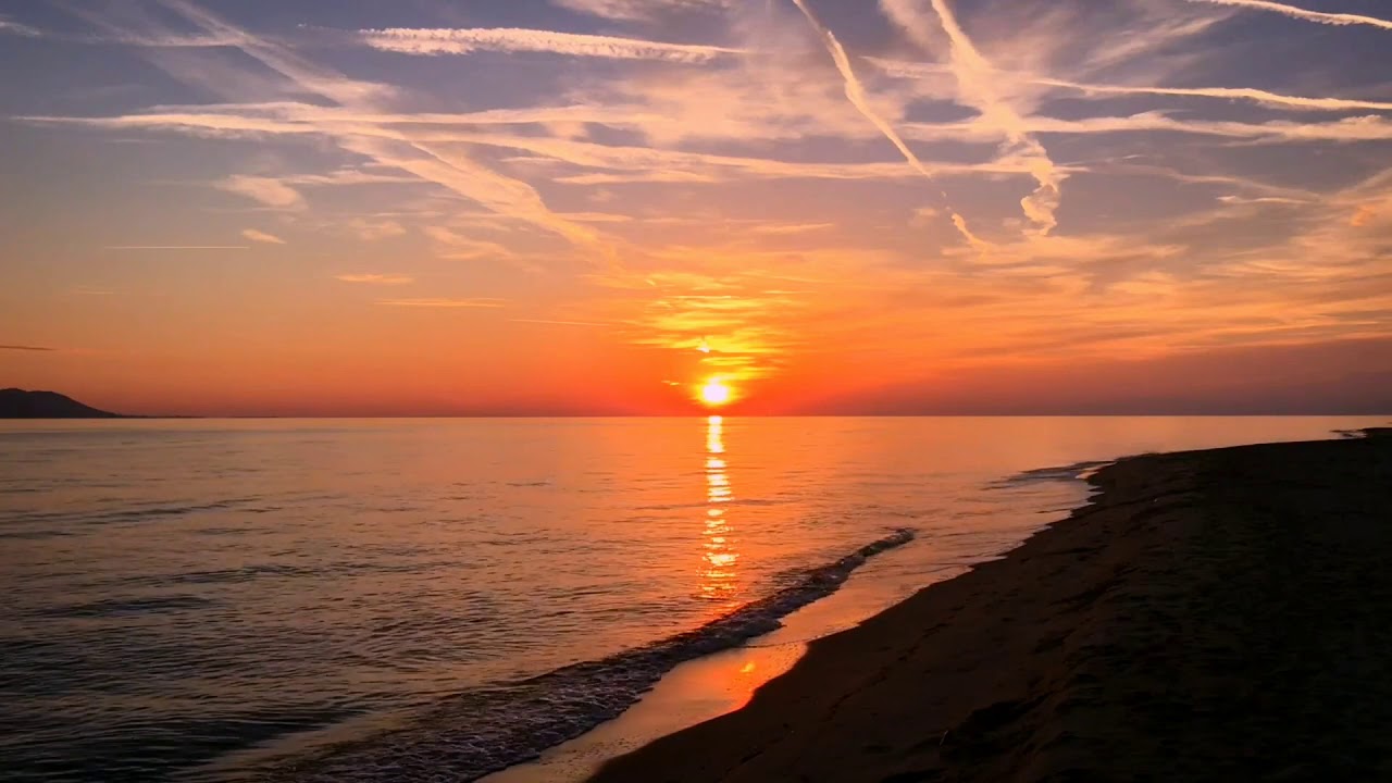 Beautiful evening sunset with realxing music |yellow sky | Aesthetic beach sunset | WhatsApp status