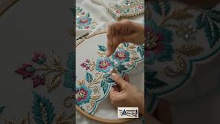 embroidery neck beautiful design kurti by Bin Ashraf institute stitch Styles book your order