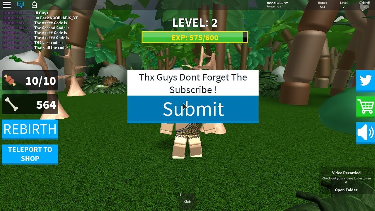 ROBLOX Caveman Simulator Codes YouTube