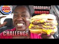 QUADRUPLE BURGER CHALLENGE!!! |BURGER KING WHOPPER MUKBANG!