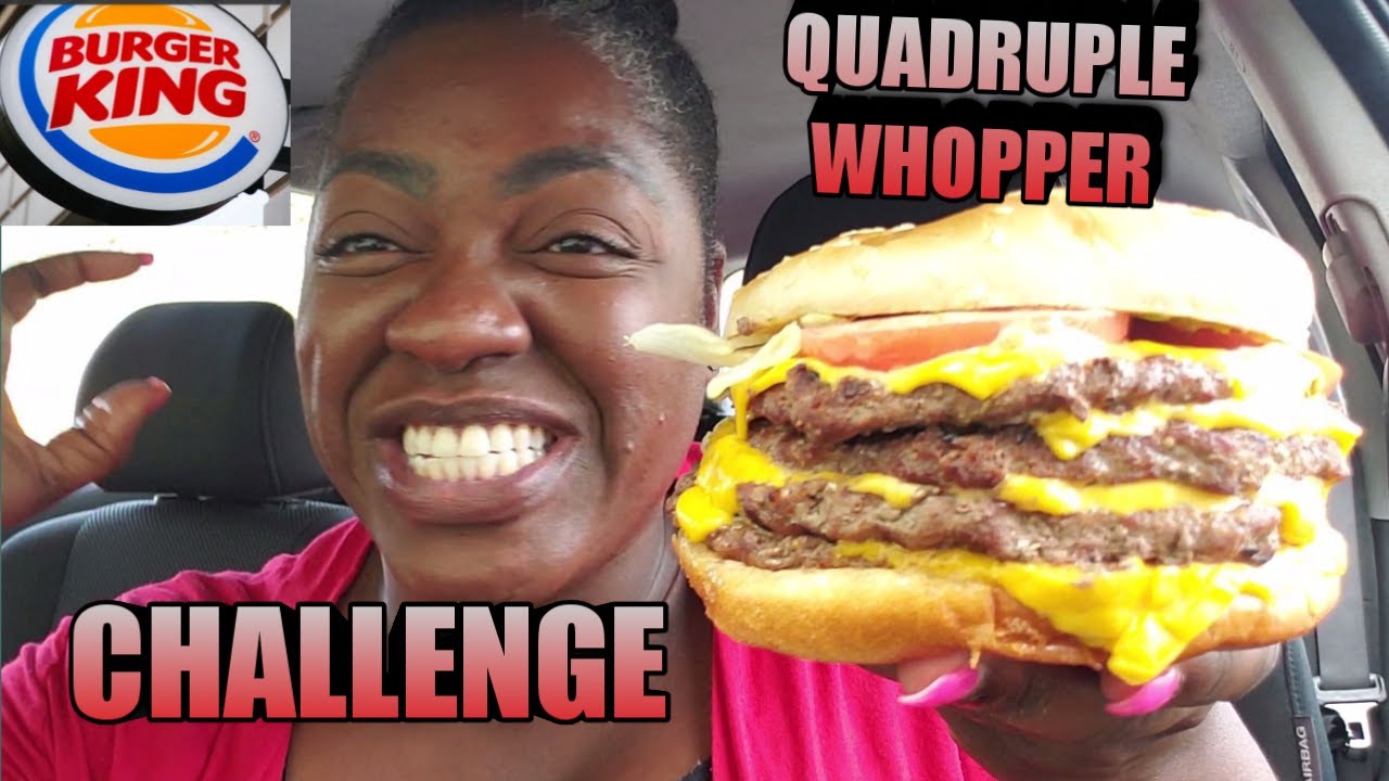 QUADRUPLE BURGER CHALLENGE!!! BURGER KING WHOPPER MUKBANG! YouTube