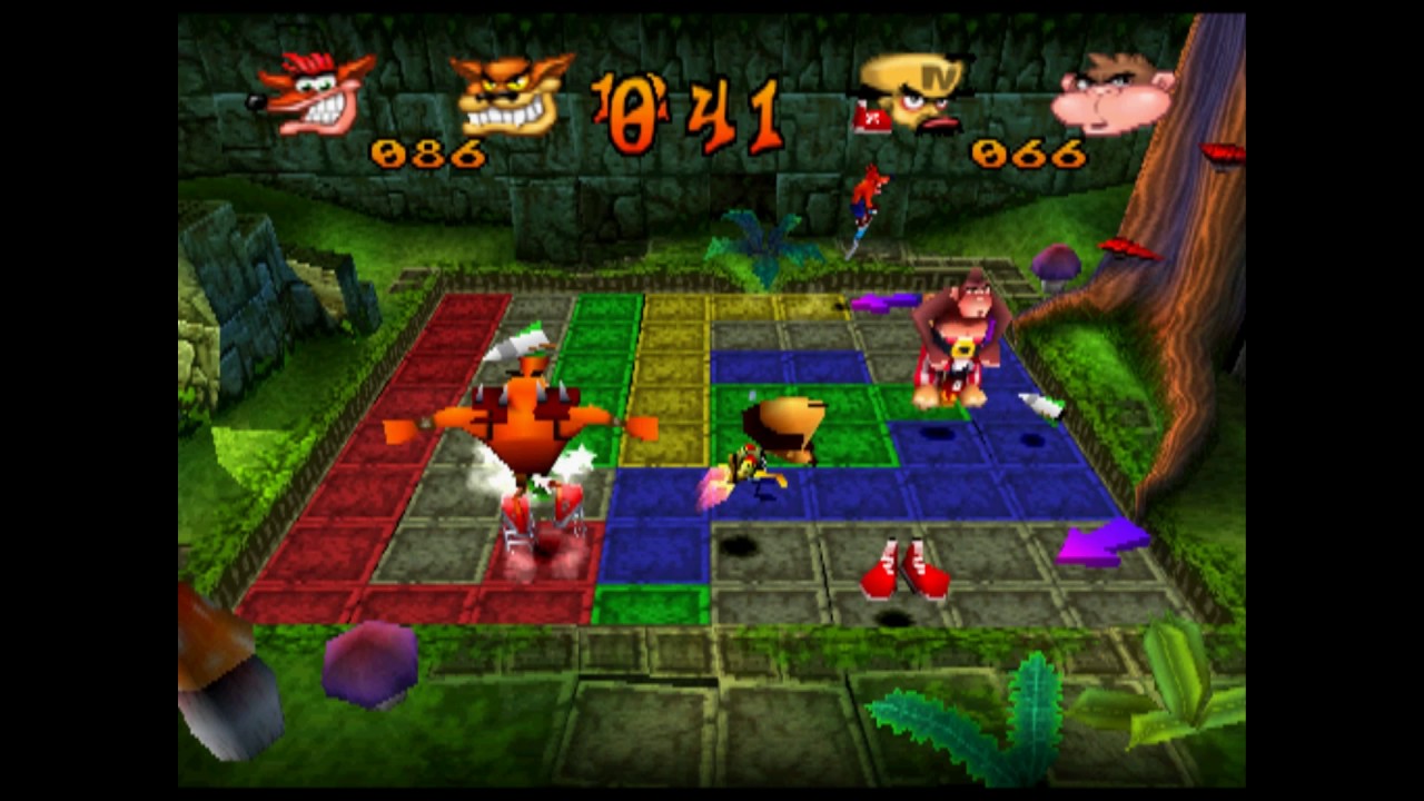Crash Bash - Warp Room 1: Jungle - Pogo Painter (Crystal) (2000) [PLAYSTATION]