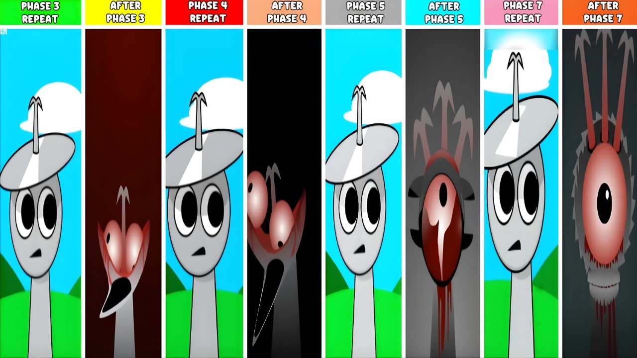 Sprunki But Everyone Is Repeat After Phase 3 Vs Phase 4 Vs phase 5 Vs Phase 7 Version All Characters