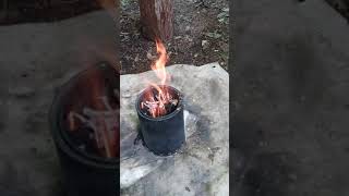 自作ウッドストーブ 燃焼実験 ソロキャンプ ソロストーブ「タイタン」サイズ DIY 偽Solo Stove Titan  #Shorts