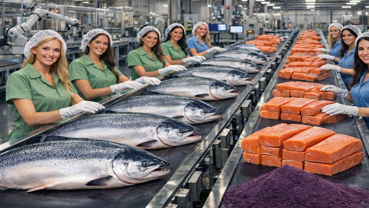 Inside Modern Salmon Processing Factory in USA: 20-Ton Per Day Production Line