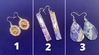 How to Make Acrylic Skins Earrings 3 Ways!~Fluid Art Jewelry Making