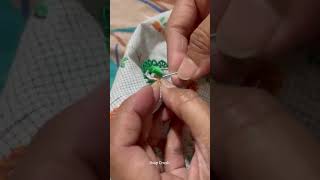 Loop Button Stitching on Neck Design | Easy Fancy Button Tutorial | Shorts