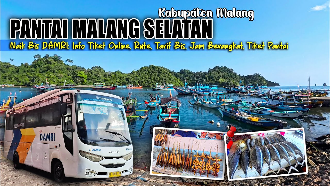 CARA NAIK BUS DAMRI KE PANTAI MALANG SELATAN || TUJUAN PANTAI TANJUNG PENYU BONUS SENDANG BIRU