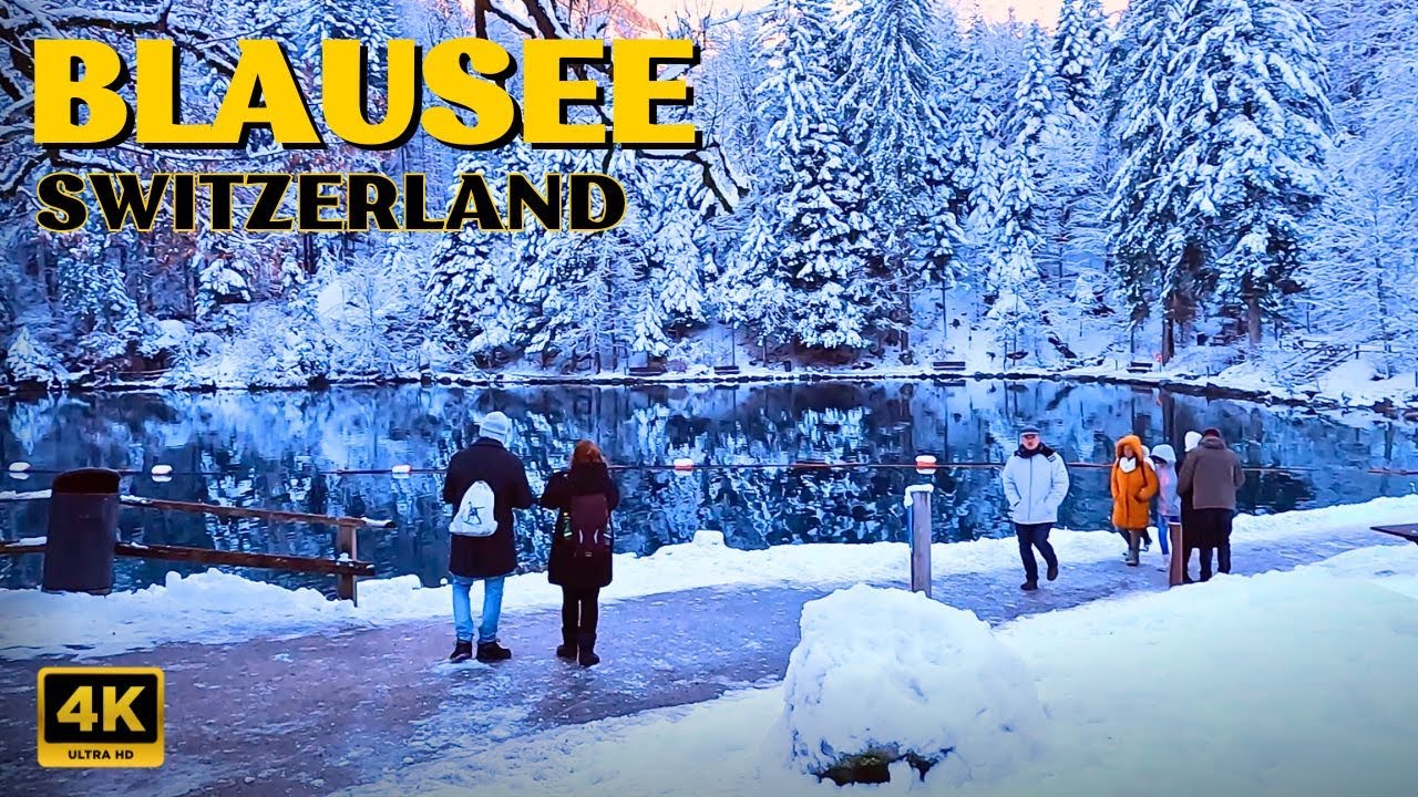 BLAUSEE Switzerland  4K Winter Virtual Walking Tour, Beautiful hidden gem 🇨🇭