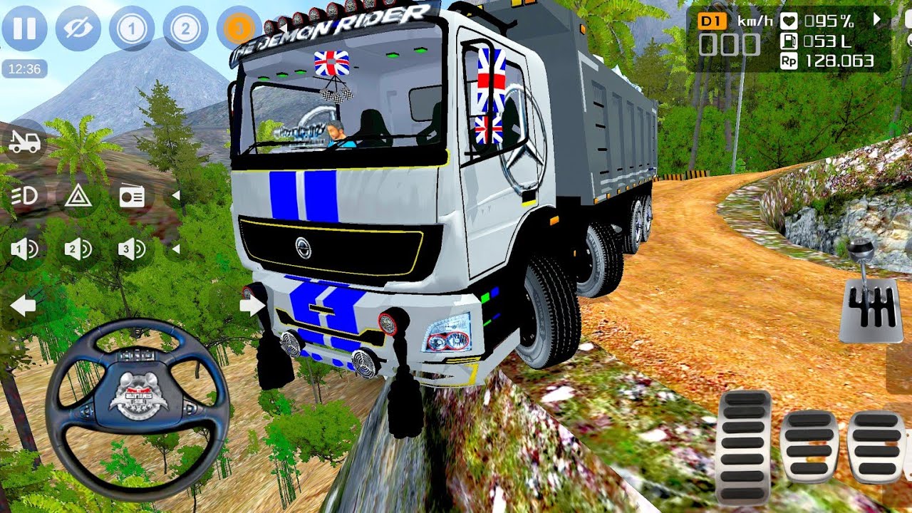12 Wheeler Big Stones Loaded Truck Driving In Dangerous Offroad | Mod For Bus Simulator Indonesia