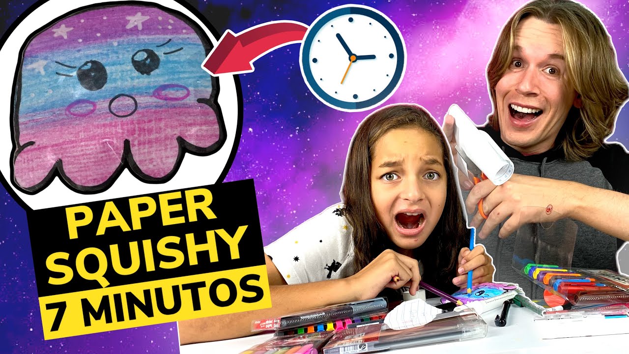 DESAFIO PAPER SQUISHY GALÁXIA EM 7 MINUTOS | TIO LUCAS E LAILA