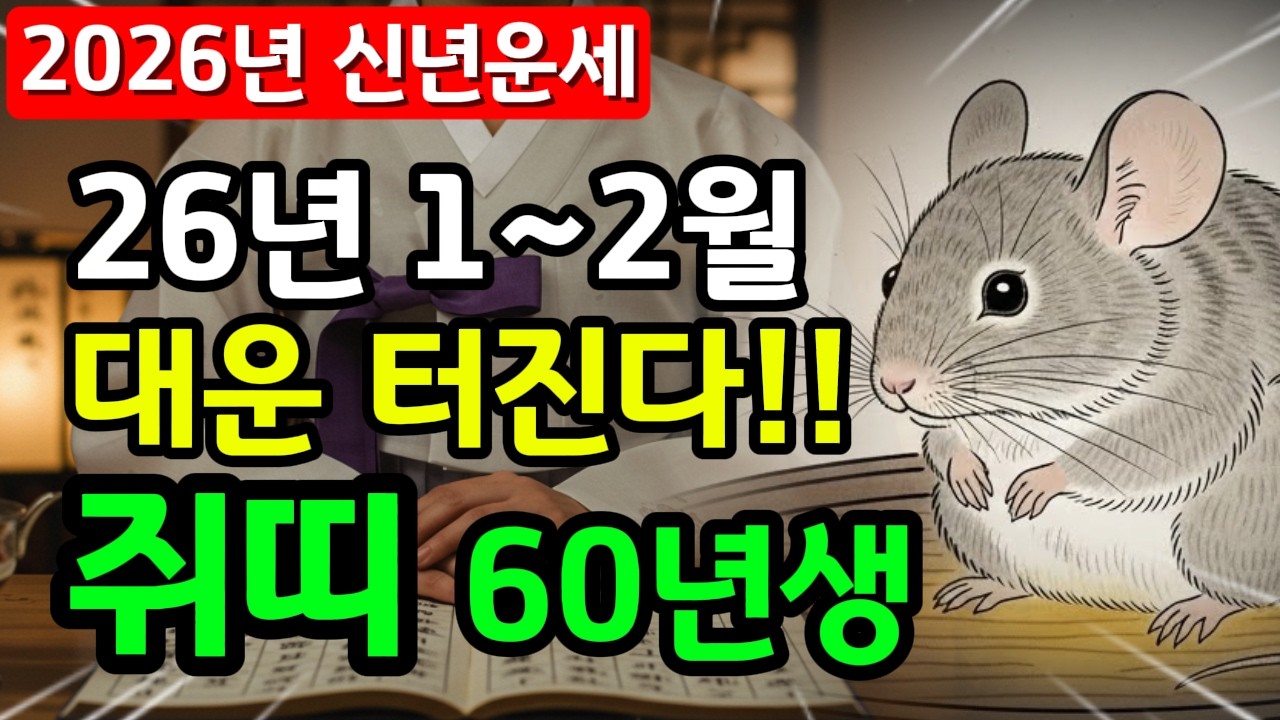 💰 2026년 1~2월 신년 운세 [쥐띠 필독]: 1960년생 경자생에게 찾아올 인생 최고의 보상