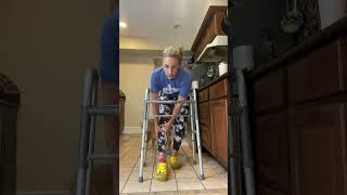 How to do a quick check on walker height + how to use walker with an immobilizer on one leg.