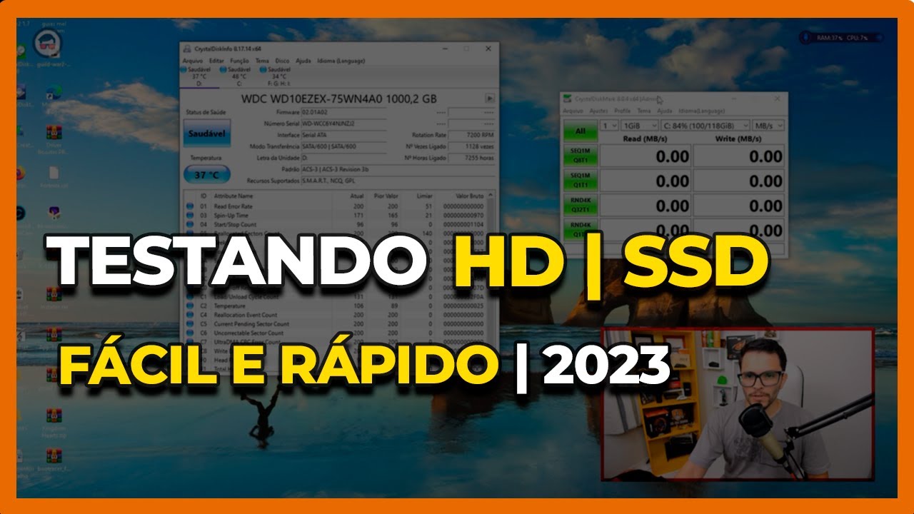 Testando a velocidade de leitura de um HD, SSD ou M2.NVMe. Com ...