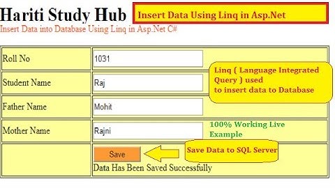 Insert or Save Data into Database Using Linq ( Linq to SQL ) in Asp.Net C# | Hindi | Learn Free