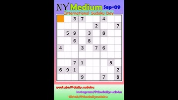 The New York Times Daily #Sudoku 2025-09-09 Medium #InternationalSudokuDay #puzzle #games #education