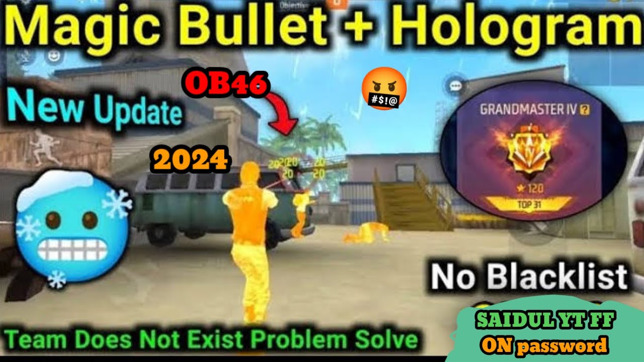 free fire hack, magic bullet Hologram background.Ob46 Hack  Free Fire Max. 