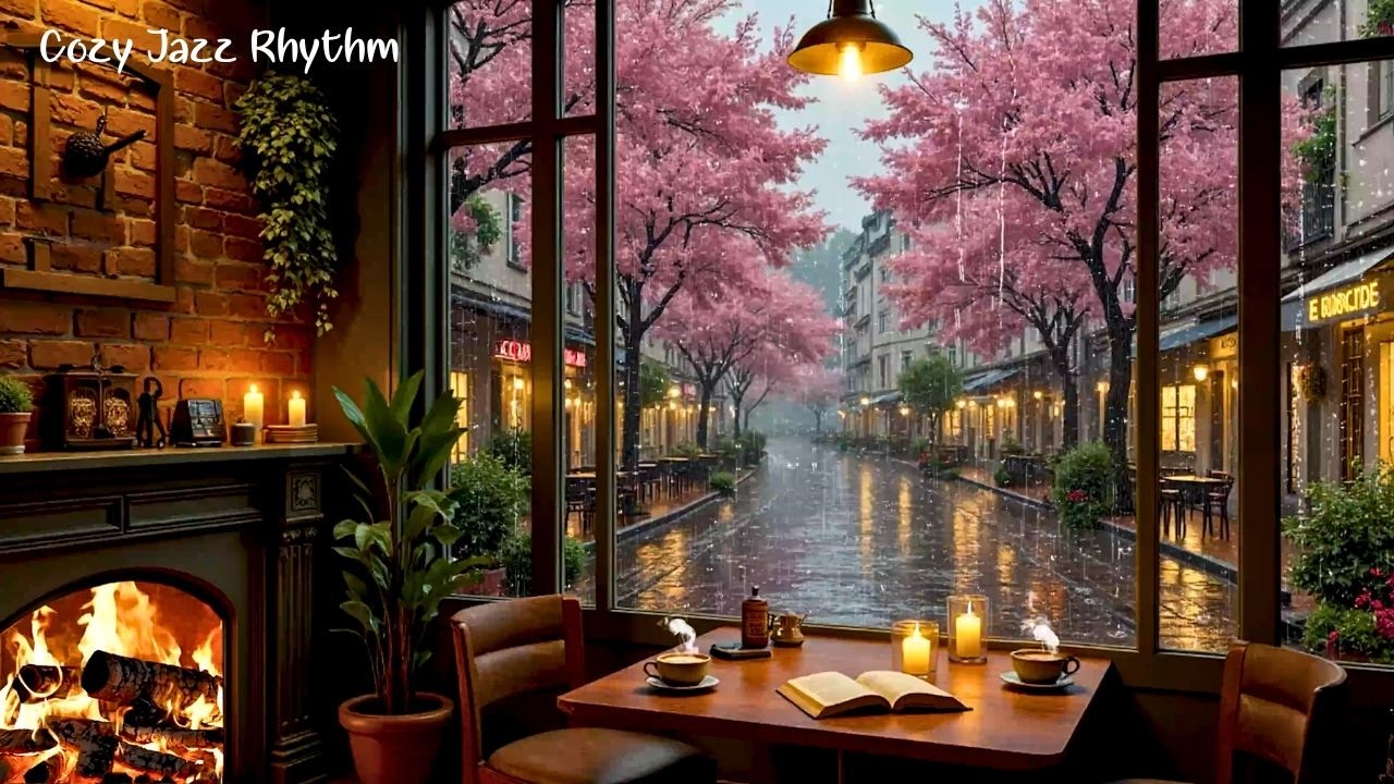 Rainy Café Coffee Shop Ambience ☕ Relaxing Jazz Piano Music for Study, Work & Reading
