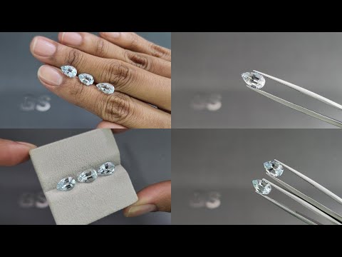 Сет аквамаринов в огранке груша 4,10 карат, Мадагаскар Видео  № 1