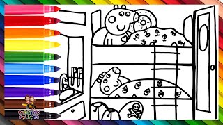Dibuja y Colorea A Peppa Pig Y George Pig En Un Crucero ⚓ Dibujos Para Niños