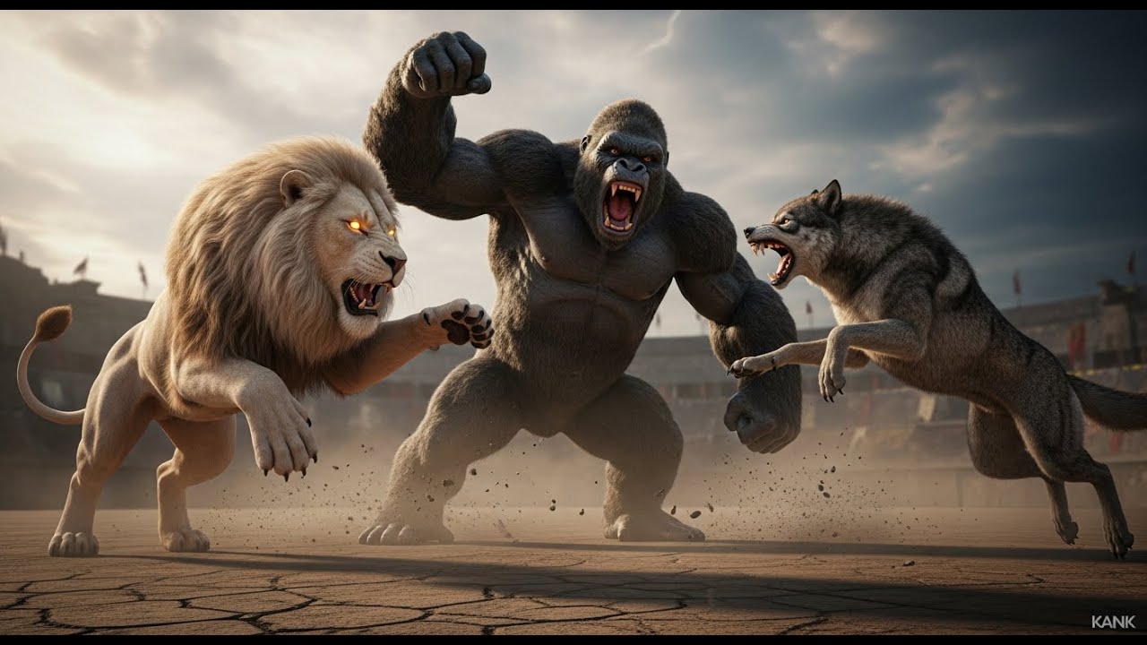 Legendary KONG VSWhite Lion vs Savage Wolf  Arena Clash