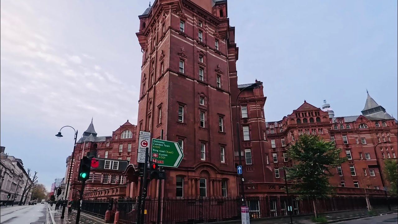 Driving in London | Cold and wet November morning through central West End, Marylebone, Regents Park