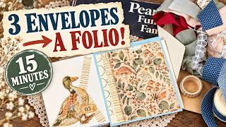 Weekly 15 Minute Paper Craft Challenge | 3 Envelopes + Thrifted Finds = This Easy Folio!