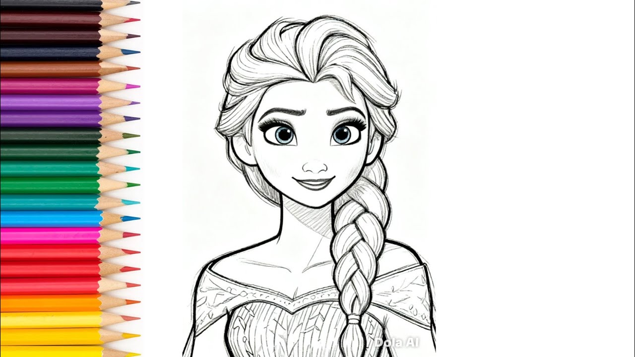 How to draw an easy Elsa frozen for kids and toddlees