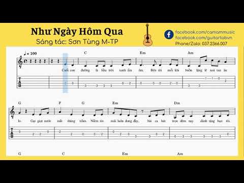 Video Như Ngày Hôm Qua - Guitar tab đơn giản - youtube