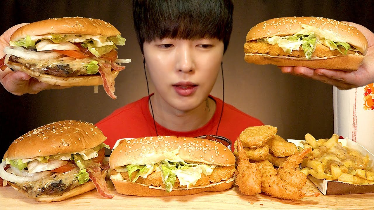 ASMR Burger King Truffle Mushroom Wafer & Long Chicken Burger MUKBANG 버거킹 트러플 머쉬룸 와퍼, 치킨 버거 먹방