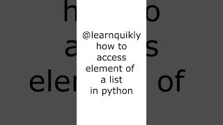 How Do We Access Elements of a List in Python? #shorts