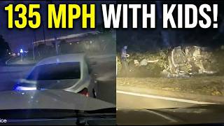 KIDS IN THE CAR: 135 MPH Pursuit Ends with Rollover & Drunk Driver CHASE