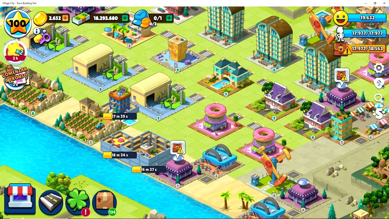VILLAGE CITY: TOWN BUILDING SIM (DIA 251) LV 100 (MAX) +6 EDIFICIOS