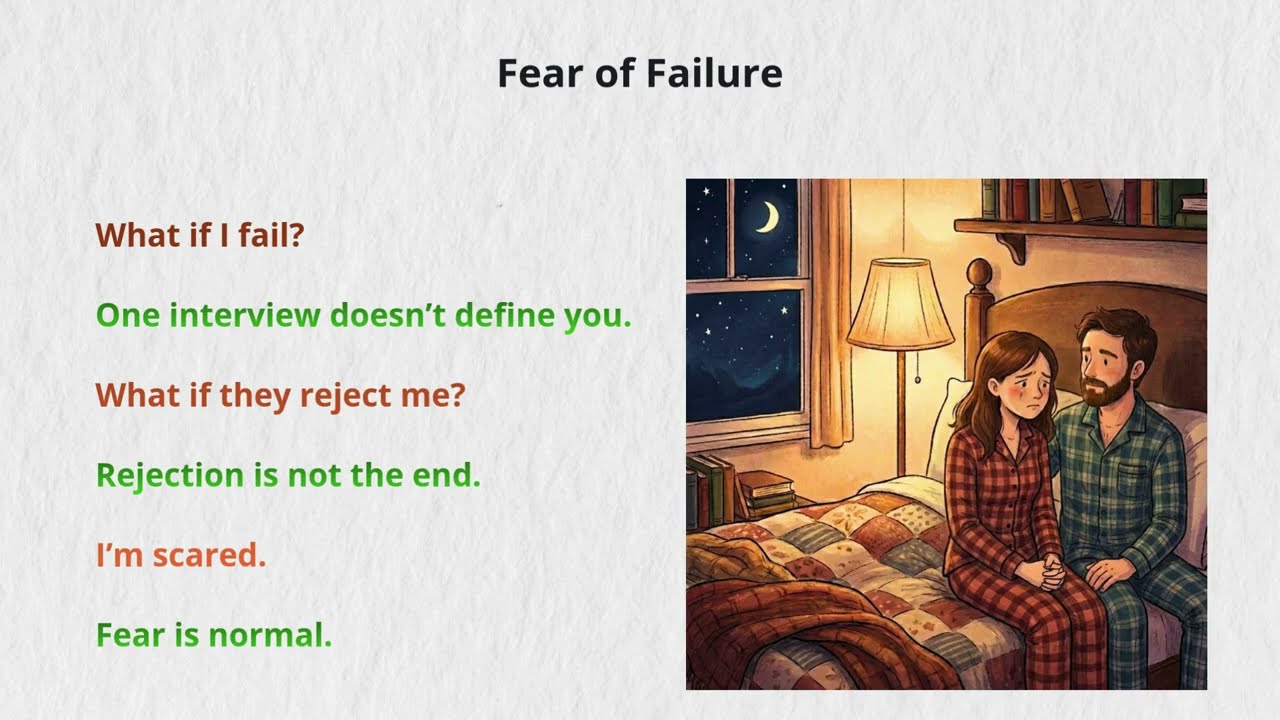 English Listening Practice #1 | A Couple Talking Late Night About Tomorrow's Interview