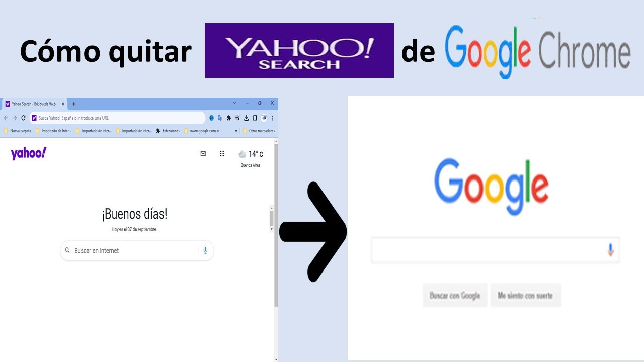 Quitar yahoo search de google chrome 2023 youtube