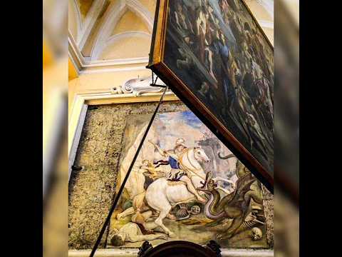 Hidden painting showing St George slaying a dragon found behind a 16th century painting titled ...