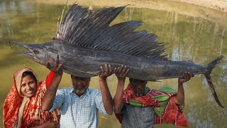 GIANT 20 KG KOLA FISH CUTTING AND COOKING Big Cola Fish Curry Pakhi Mach Gravy Recipe EASY MEAL PREP