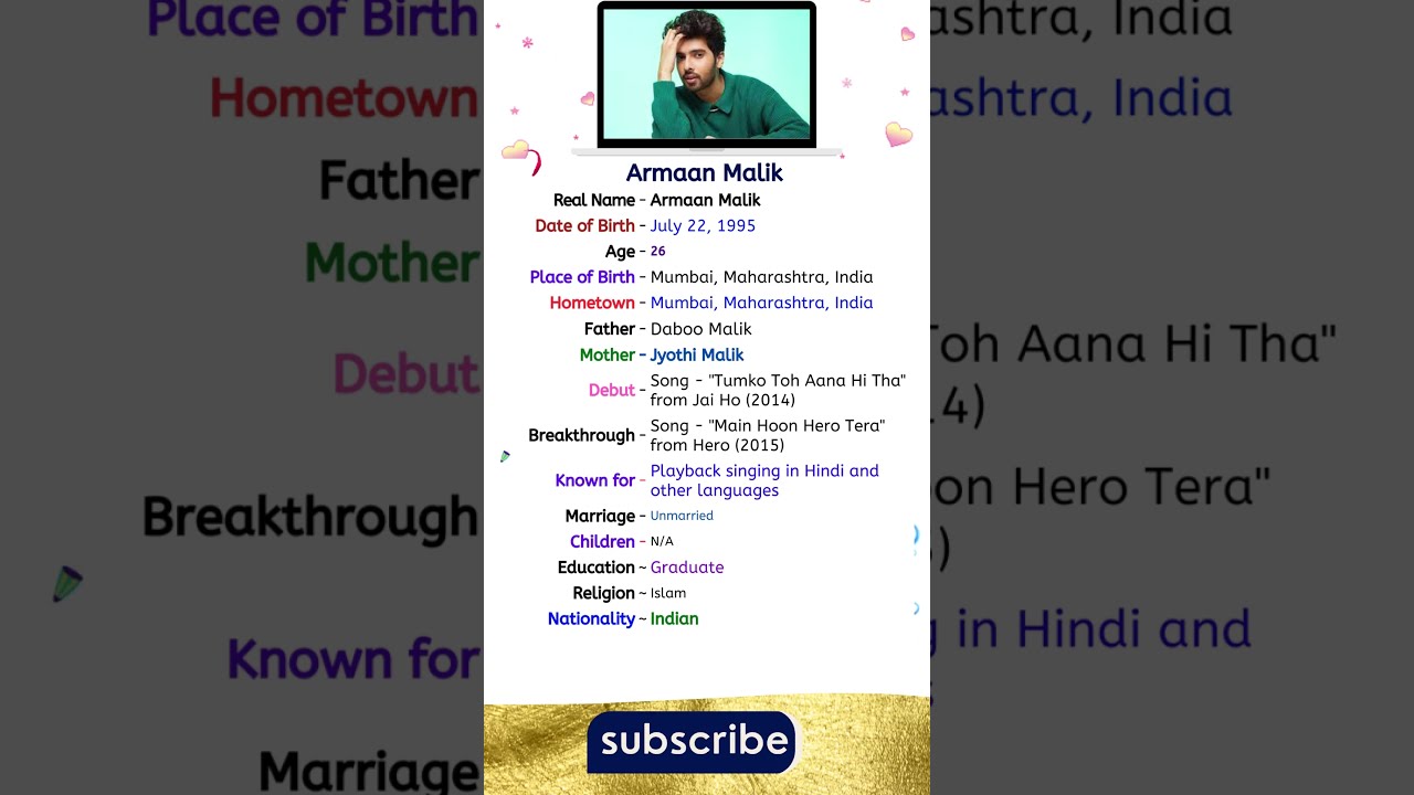 Armaan Malik Biography 🌹 ❤️ #youtubeshorts #shortvideo #shorts #short