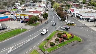Main Street from the air, Drouin, Victoria, Australia