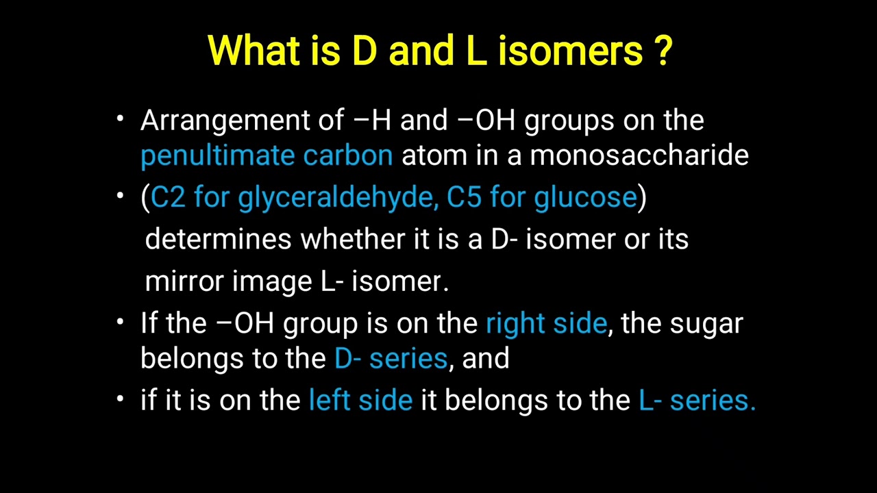 D and L isomers / D Glucose vs L Glucose / Chemistry of Carbohydrate -  YouTube