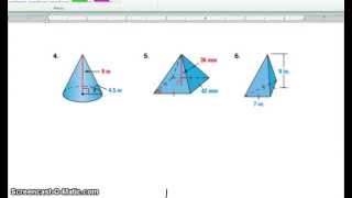 Day 6 HW   #1 to #7   Volume of a Prism, Cylinder, Pyramid and Cone (Ms Baker)