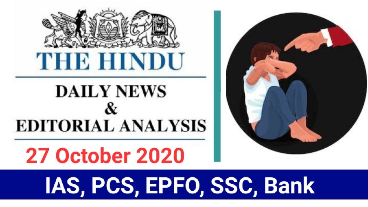27 October 2020 | The Hindu Newspaper Analysis |Currentaffairs2020 | Today's the Hindu news analysis