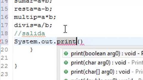 Operaciones aritmeticas en Java Eclipse