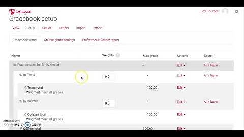 Gradebook Weighted Mean of Grades Setup