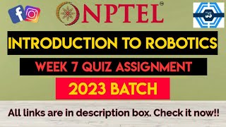 Introduction To Robotics Week 7 Quiz Assignment Solution | NPTEL 2023 |