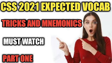 CSS 2021 EXPECTED VOCABULARY WITH TRICKS AND MENMONICS IN URDU AND HINDI Part One